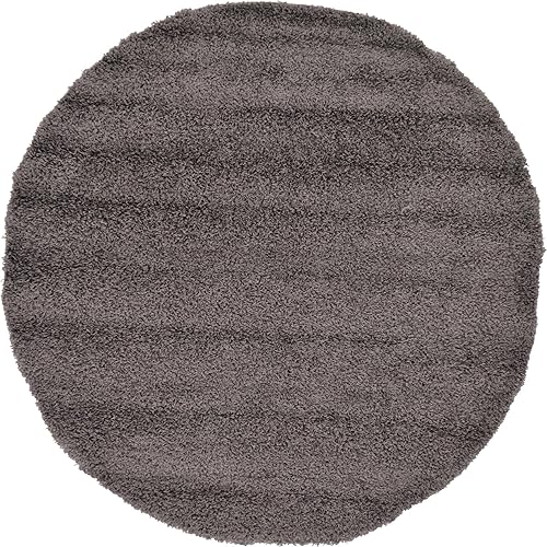 Miniatura 10 de Unique Loom Solid Shag Collection Tapete de área, redondo, 6 pies y 1 pulgadas, gris nube