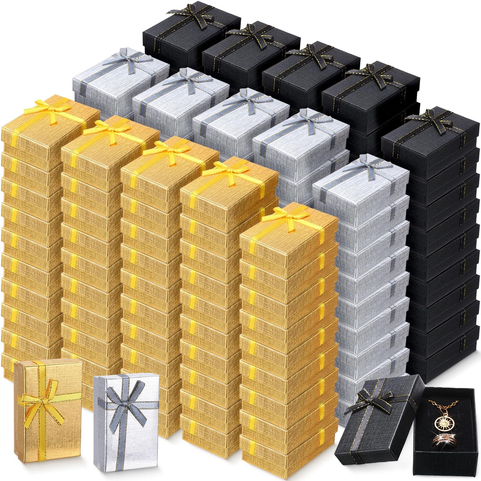 Bucherry Jewelry Boxes Small Gift Boxes Bulk Cardboard Jewelry Gift Box with Bow for Ring Necklaces Earring Bracelet