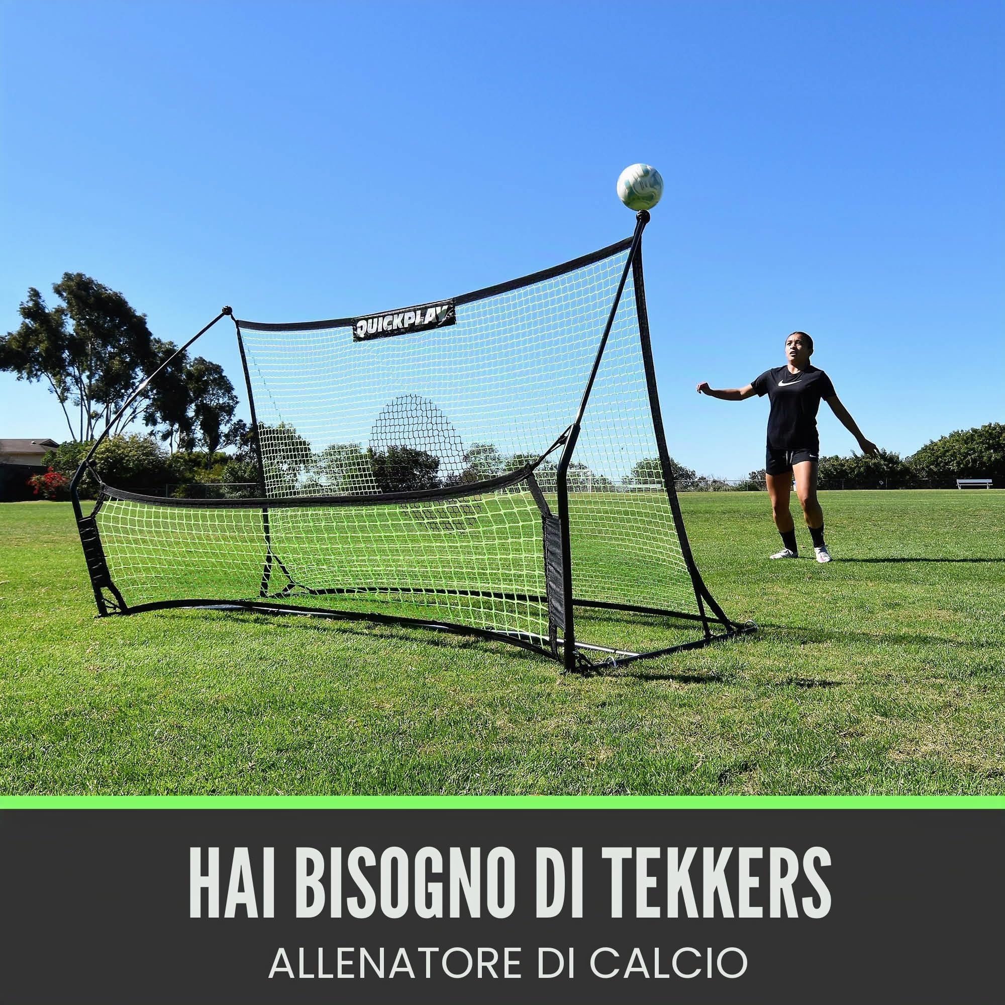 QUICKPLAY Tekkers - Rete da rimbalzo da calcio, ultra portatile e con base ponderata integrata per allenarsi su qualsiasi superficie