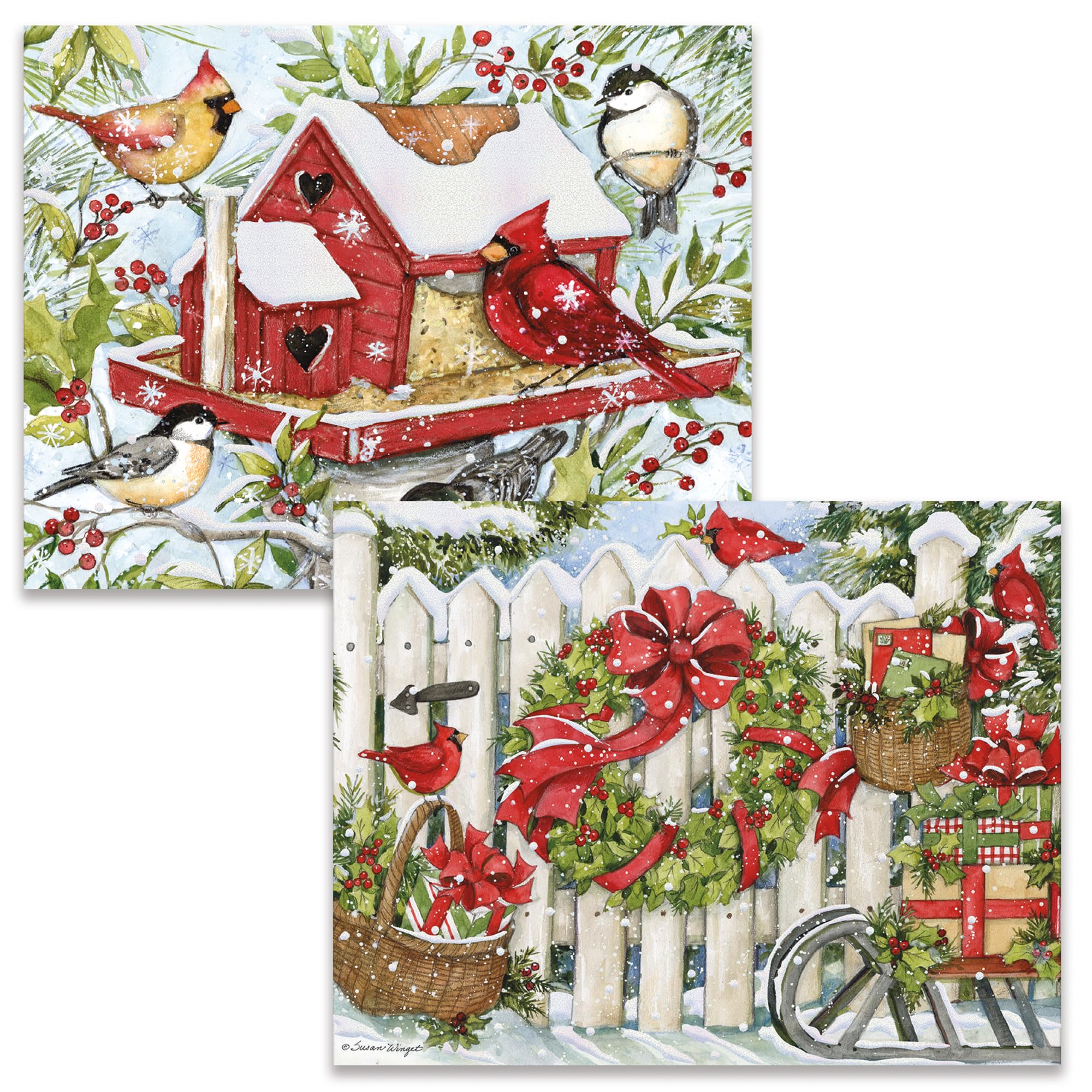 Lang Weihnachtskarten mit Wintervögeln (1008129)