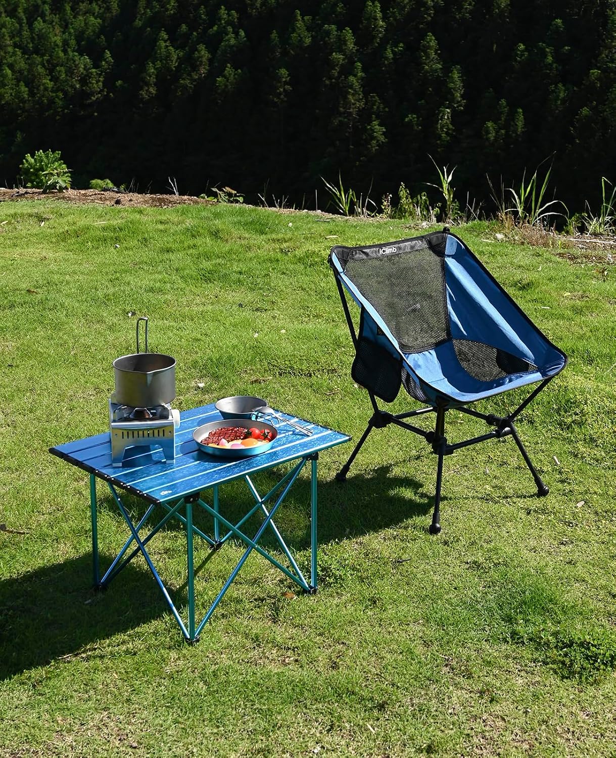 iClimb Ultralight Compact Camping Folding Table (Reinforced Blue - L) image 2