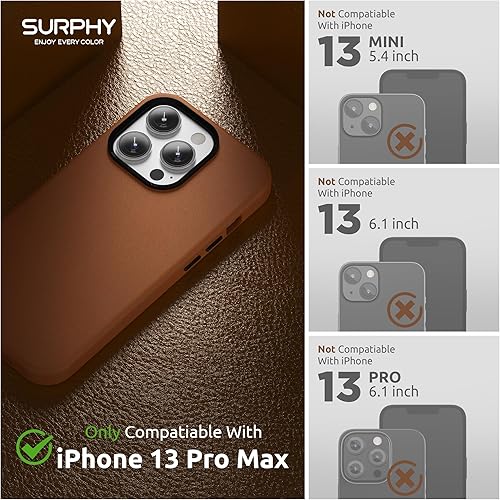 Miniatura 2 de SURPHY Compatible con iPhone 13 Pro Max, funda de piel sintética de alta calidad (con botones metálicos y forro de microfibra) para 13 Pro Max (6.7