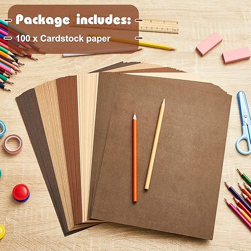 Miniatura 9 de Sinmoe 100 hojas de papel de cartulina de 5 tonos de 8.5 x 11 pulgadas, 6.35 ozm, papel de impresora de núcleo sólido para álbumes de recortes,