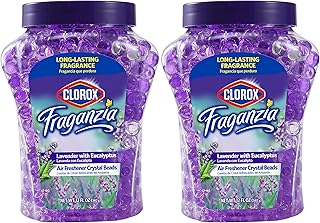 Clorox Fraganzia 水晶珠 空氣清新劑 雙件組 持久室內除臭劑和除臭凝膠珠 適用於家庭、汽車或辦公室,薰衣草,含有桉樹香味,24 液體盎司(約 24 毫升)