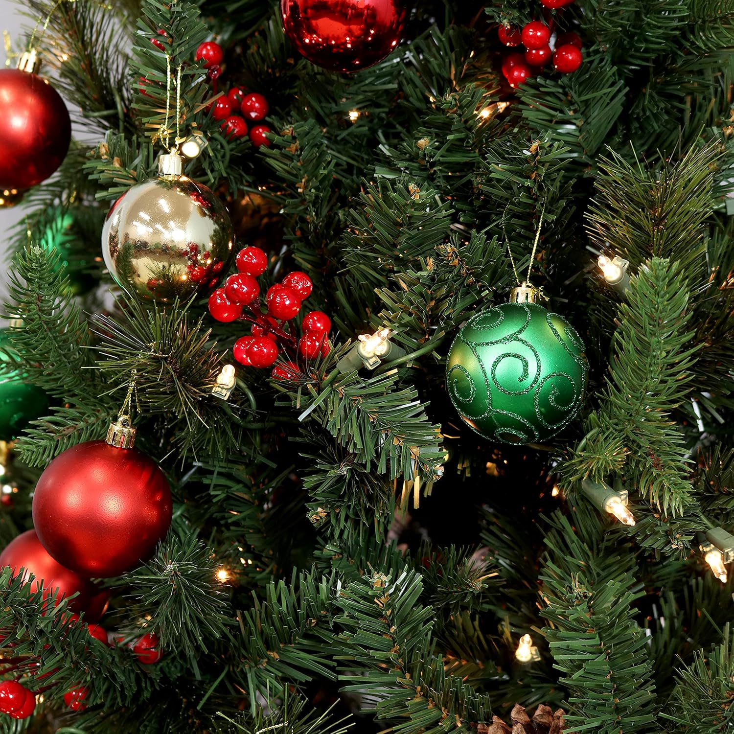 Sunnydaze Holly Jolly 50ct Christmas Ornament Balls - 5 Styles of Shatterproof Christmas Decorations for Tree