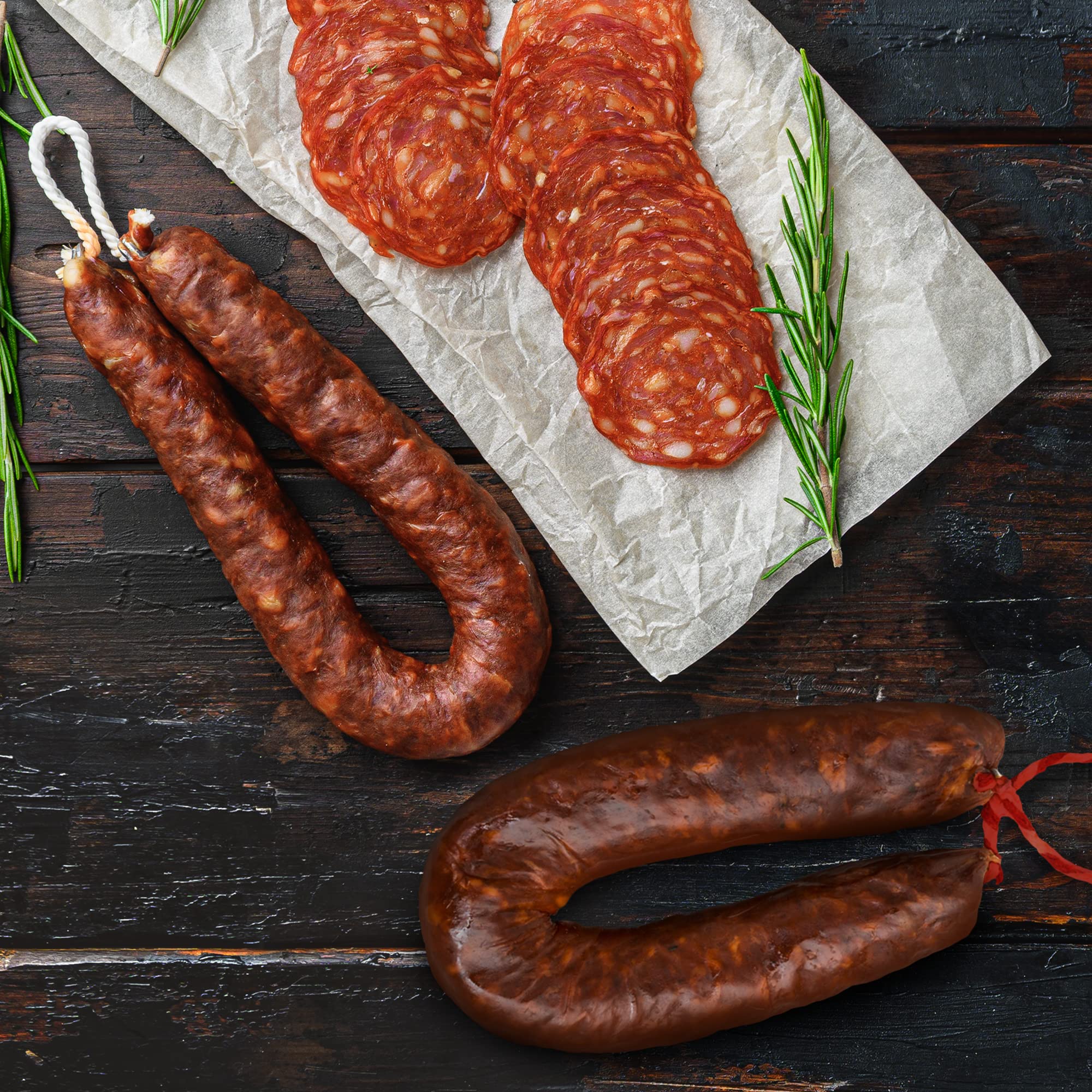 Prosciutto Serrano Spagnolo Stagionato e Disossato Gran Riserva 1 Kg + Lomo (Lonza) Duroc Natural 250 gr + Chorizo Salsiccia 200 gr + Salsiccia Salchichon 200 gr - Jamonprive Premium