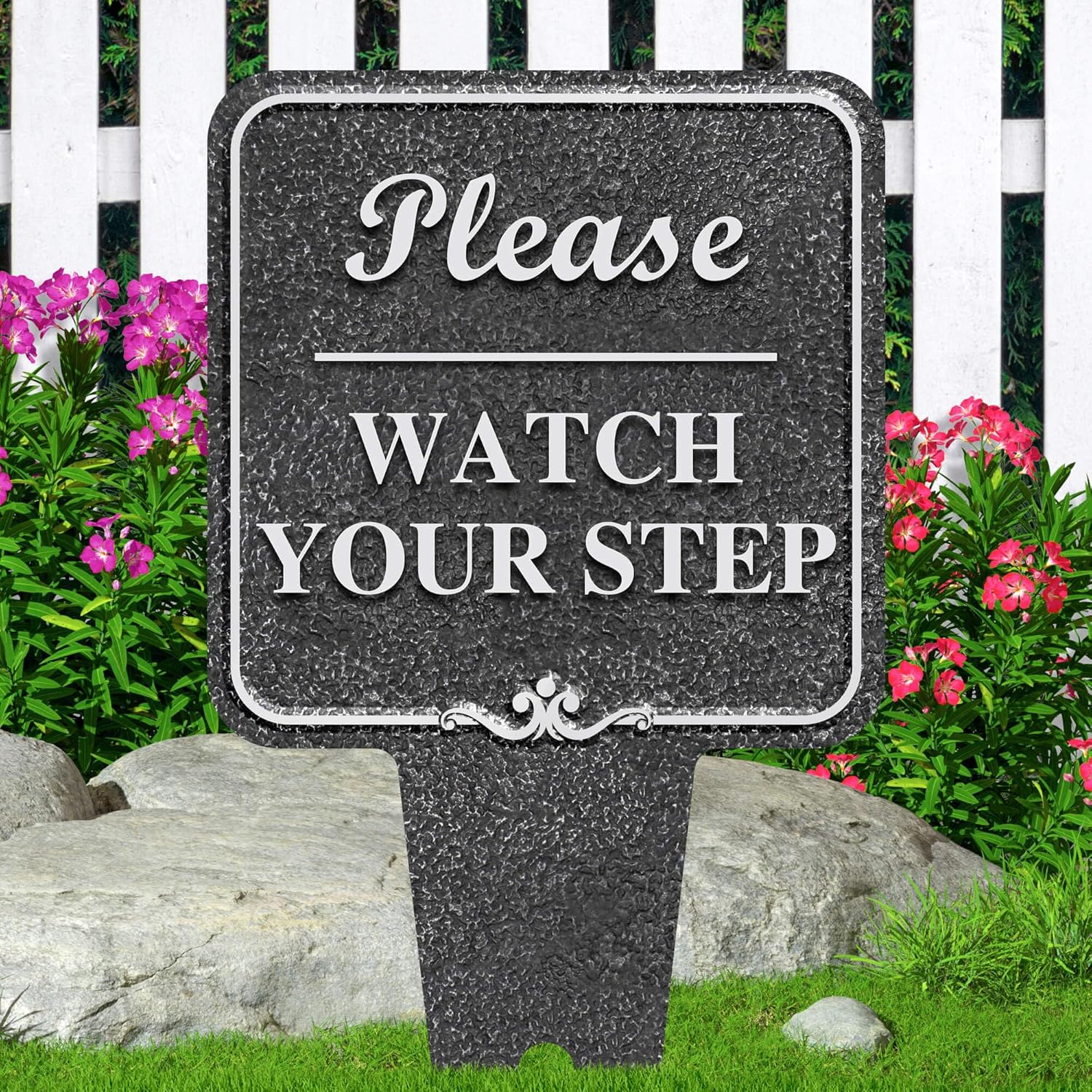 Please Watch Your Step Sign, 11"x21", Heavy Duty Integrated Ground Stakes, Indoor/Outdoor Use, Rust Free Aluminum Composite, Made in USA by My Sign center