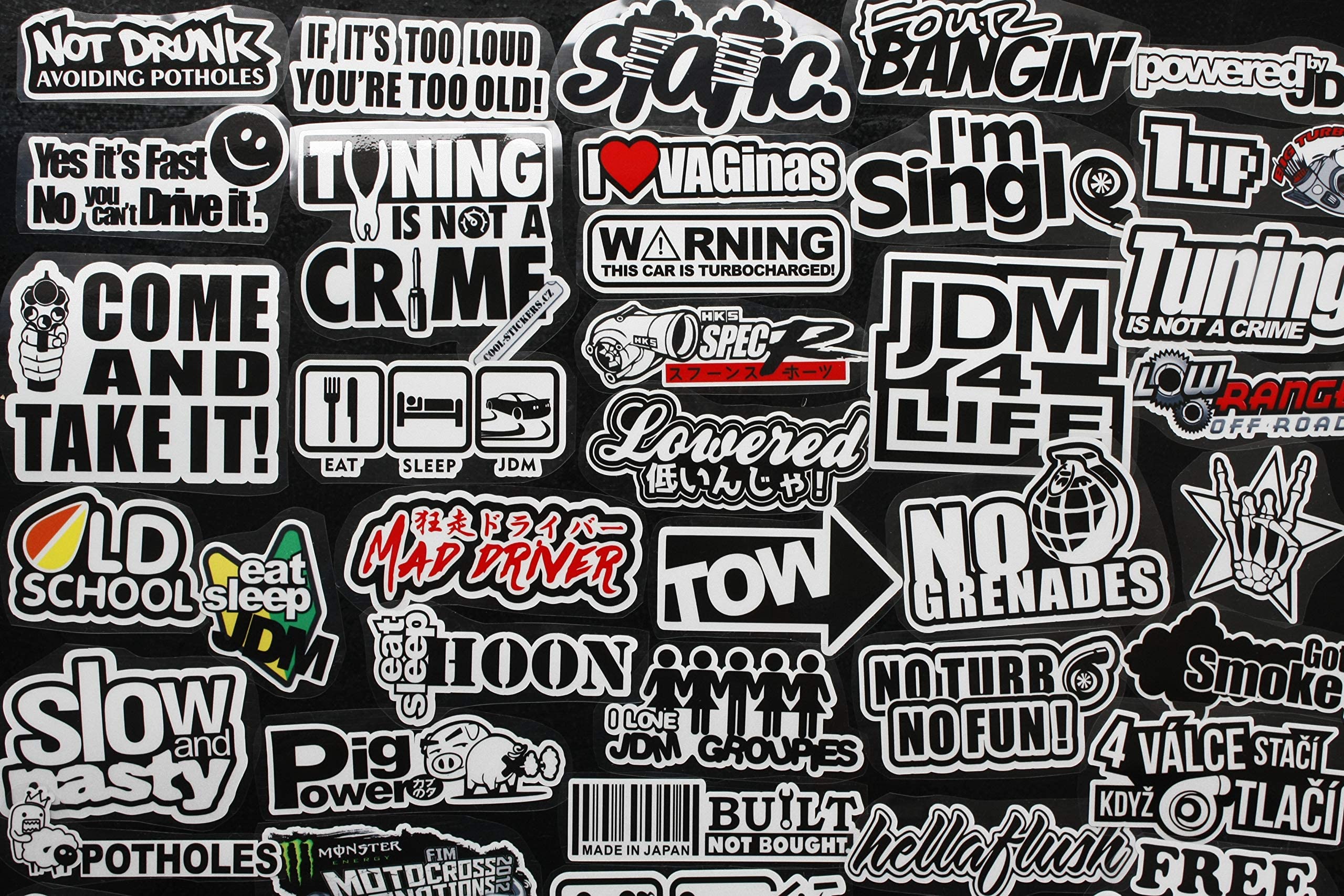 41Pcs JDM Car Sticker Racing Decale for Cars Motorcycle Helmet Reflex