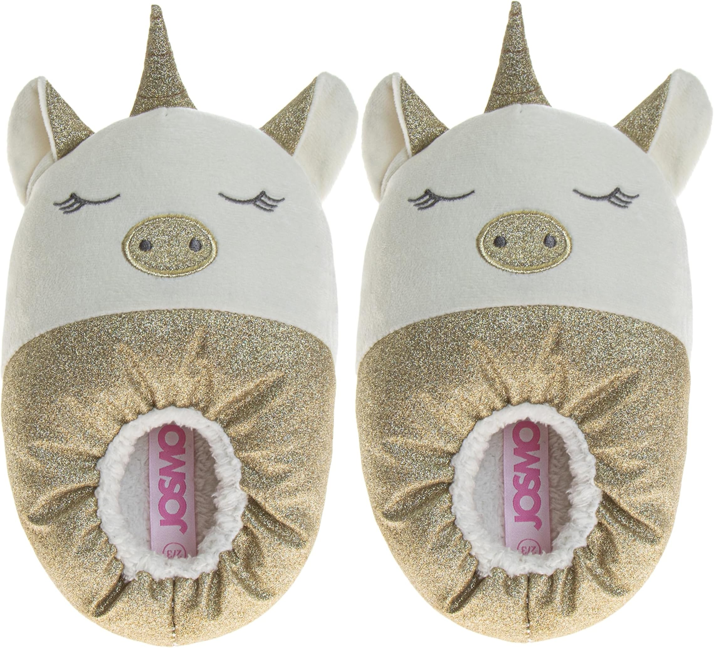 Josmo Kids Girl Slippers Animated Cartoon House Shoes - Lightweight Plush Warm Comfort Soft Aline (sizes: 9-10 toddler / 11-13 Little Kid / 1-5 Big Kid)