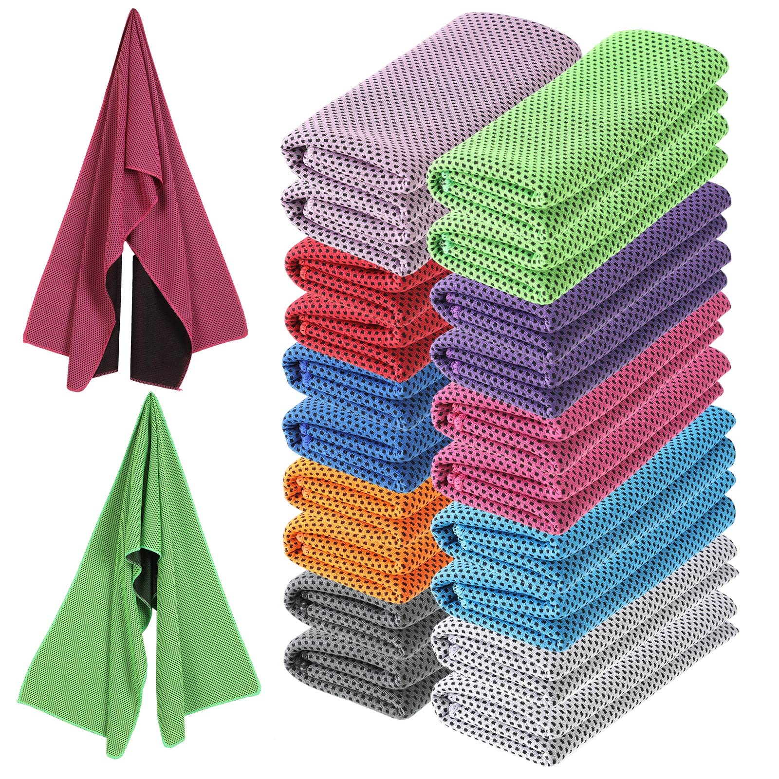 Hosuly 20 Pcs Cooling Towel 47 x 12 Inch Ice Towel for Neck, Microfiber Cool Towel, Breathable Soft Chilly Towel for Yoga, Sports, Gym, Camping, Golf, Running, Fitness, Workout(Multicolor, 20 Pcs)
