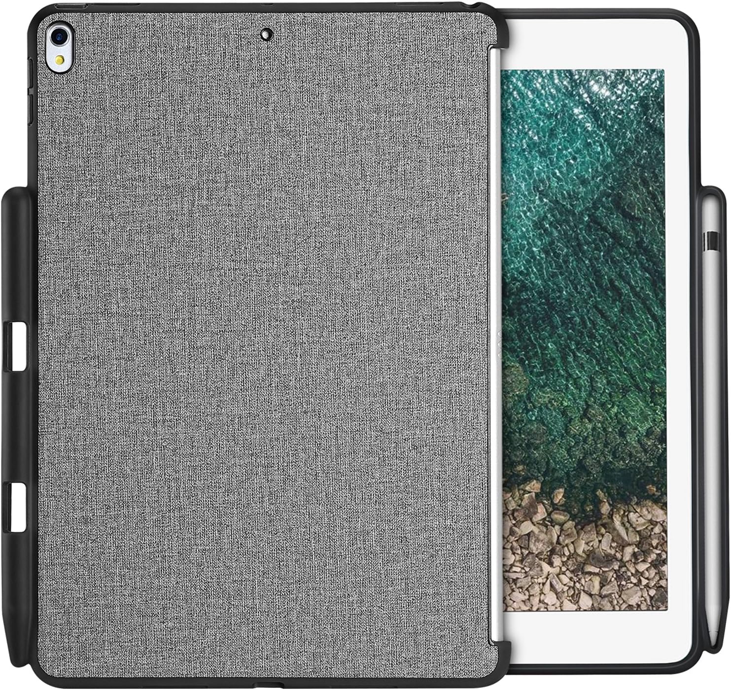 ProCase iPad Air 10.5" (3rd Gen) 2019 / iPad Pro 10.5 2017 Case, Companion Back Cover with Apple Pencil Holder for 10.5" iPad Air/iPad Pro 10.5, Work with Apple Smart Keyboard and Smart Cover -Gray
