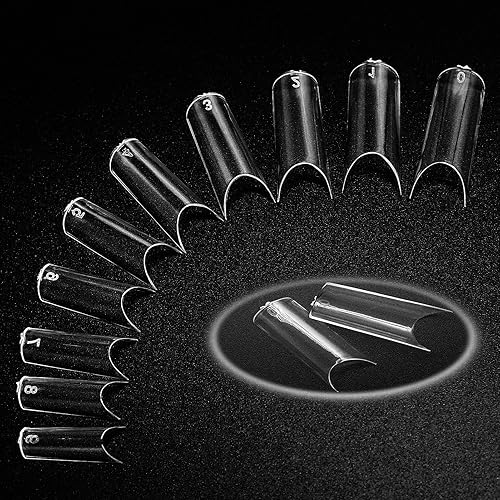 500 uñas postizas de acrílico transparente de cobertura completa, medias uñas de puntas blancas, decora tus uñas tu misma, 10 tamaños