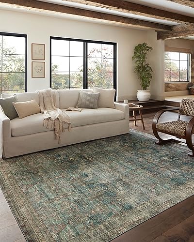 Miniatura 3 de Loloi Magnolia Home by Joanna Gaines x Loloi Banks Collection - Alfombra de pasillo lavable a máquina, BAN-01 Ocean  Spice, 2 pies 6 pulgadas x 12