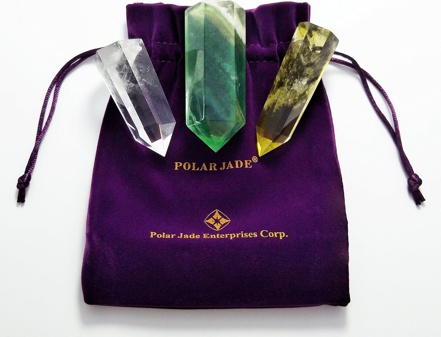 Set of 3 Natural Crystal Wands – Clear Quartz, Citrine (Yellow Quartz) & Fluorite, Faceted & Pointed Energy Wands for Reiki, Chakra Meditation, Crystal Healing, Crystal Decor & Home Décor - Image 6