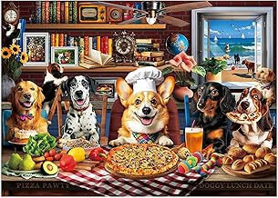 BenBen Puzzles for Adults 500 Pieces, Dogs' Dinner Party, Dog Jigsaw Puzzle with Letters on Back, Funny Animal Puzzle, Challenging Puzzles for Family Game Night, Home Décor