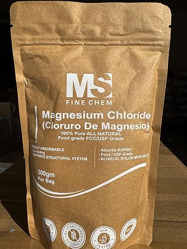 Cloruro de Magnesio 100% puro cloruro de magnesio en polvo de grado alimenticio | Suplemento de magnesio comestible altamente absorbente | para uso