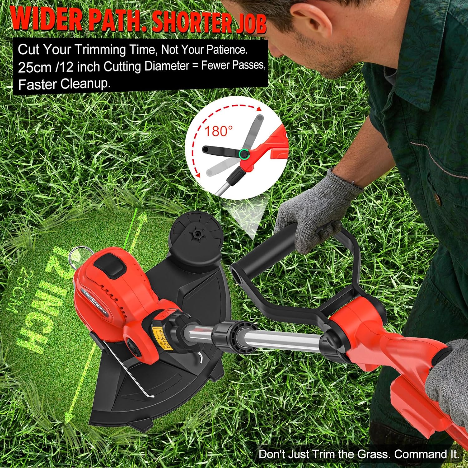 Cordless String Trimmer Compatible for Milwaukee 18V Battery,Garden Lawn Edger with 25cm Cutting Diameter,Electric String Trimmer,Weed Wacke,Weedeaters Lawn Garden (NO Battery)