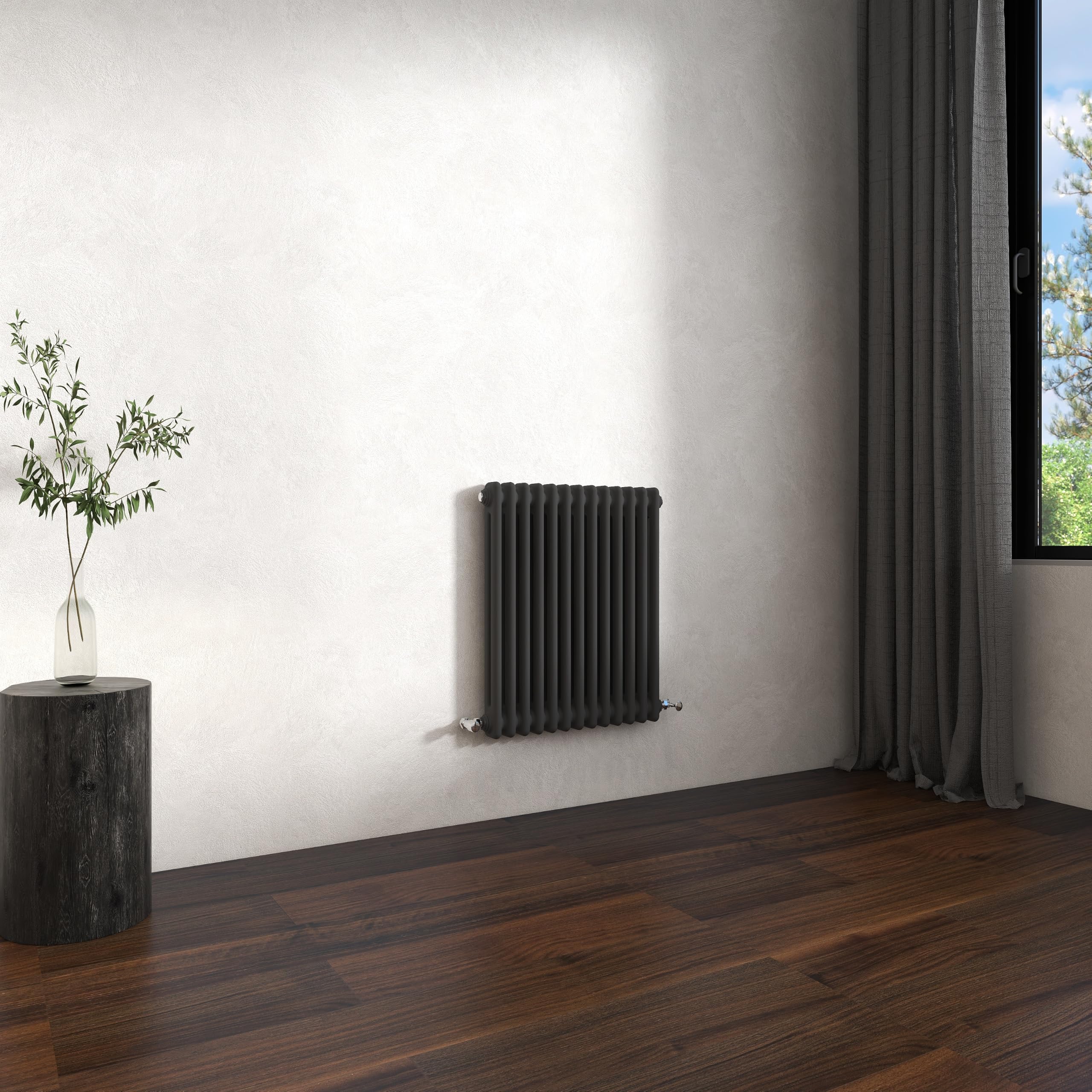 Traditional 2 Column Cast Iron Radiator 600x605mm Horizontal Anthracite