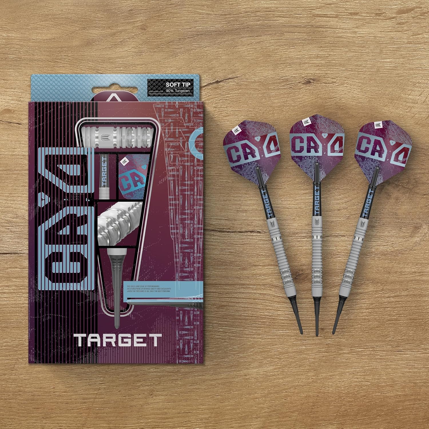 Target Darts Cryo Soft Tip Dart Set, Barrels 11/12/13 – 18G/19G/20G/21G | 90% Tungsten Barrel, Cryo Tips, Pro Grip Tag Shafts & No.6 Flights, Claret Purple & Blue Design