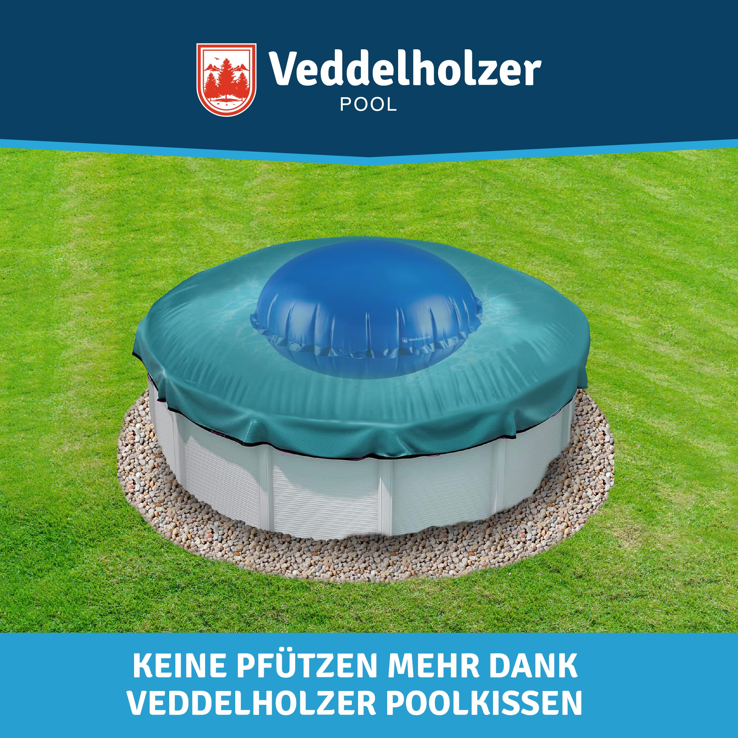 Veddelholzer XXL Ø 4m Poolkissen rund Set Inkl. 15 m Befestigungsseil & Reparaturkit Luftkissen zur Poolabdeckung. Perfektes Pool Zubehör zur Überdachung Abdeckung im Winter und bei schlechtem Wetter