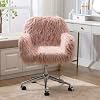 SSLine Faux Fur Vanity Chair Modern Grey Furry Makeup Desk Chairs for Girls Women Elegant Comfy Upholstered Arm Chair with Gold Base in Bedroom Living RoomGrey&amp;Gold