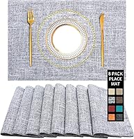 Vista 12 de Juego de 2 manteles individuales y posavasos de piel sintética, redondos de cuero para mesa de comedor, resistentes al calor, antideslizantes