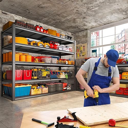 Miniatura 7 de REIBII Estantería de garaje de 78 pulgadas de alto, estantes de almacenamiento resistentes con carga de 3000 libras, estantes de metal ajustables de