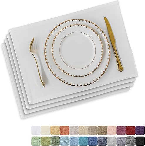 Miniatura 46 de Home Brilliant - Manteles individuales de lino Gris ceniza,Rosa bebé,Negro -,Marrón,Borgoña,Arpillera,Crema,Gris Oscuro,Pasto