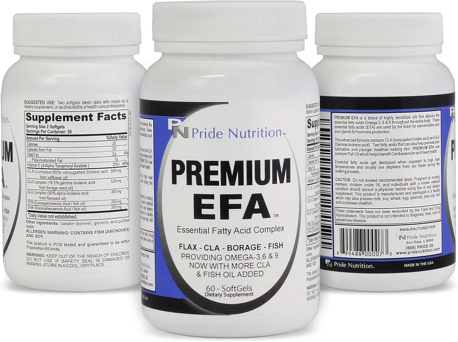 1 Fish Oil Omega 3 6 9 EFA with EPA DHA CLA GLA Flax
