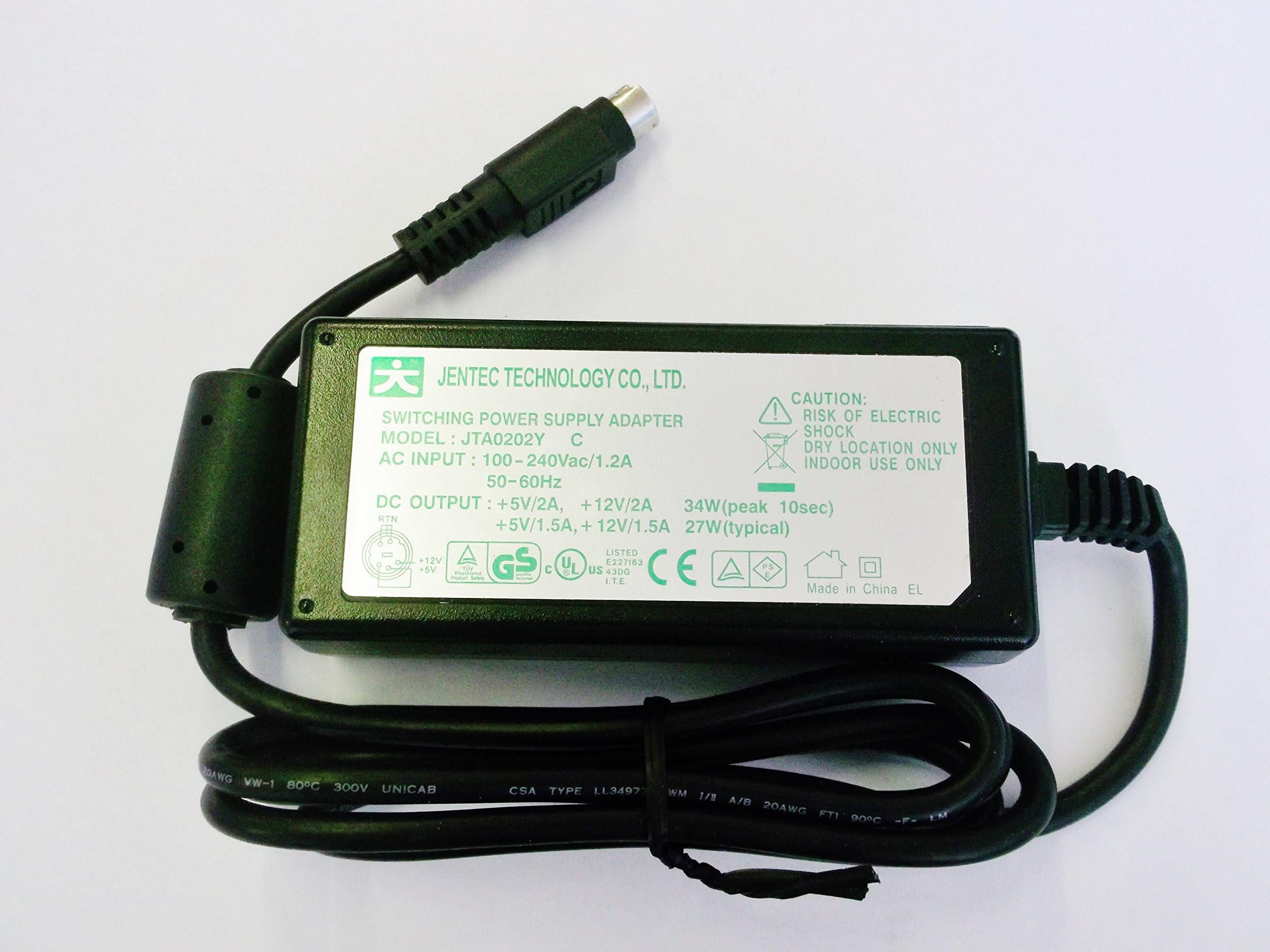 BRAND NEW JENTEC POWER ADAPTER JTA0202Y 5V 2A 12V 2A 5 PIN MINI DIN *GENUINE*