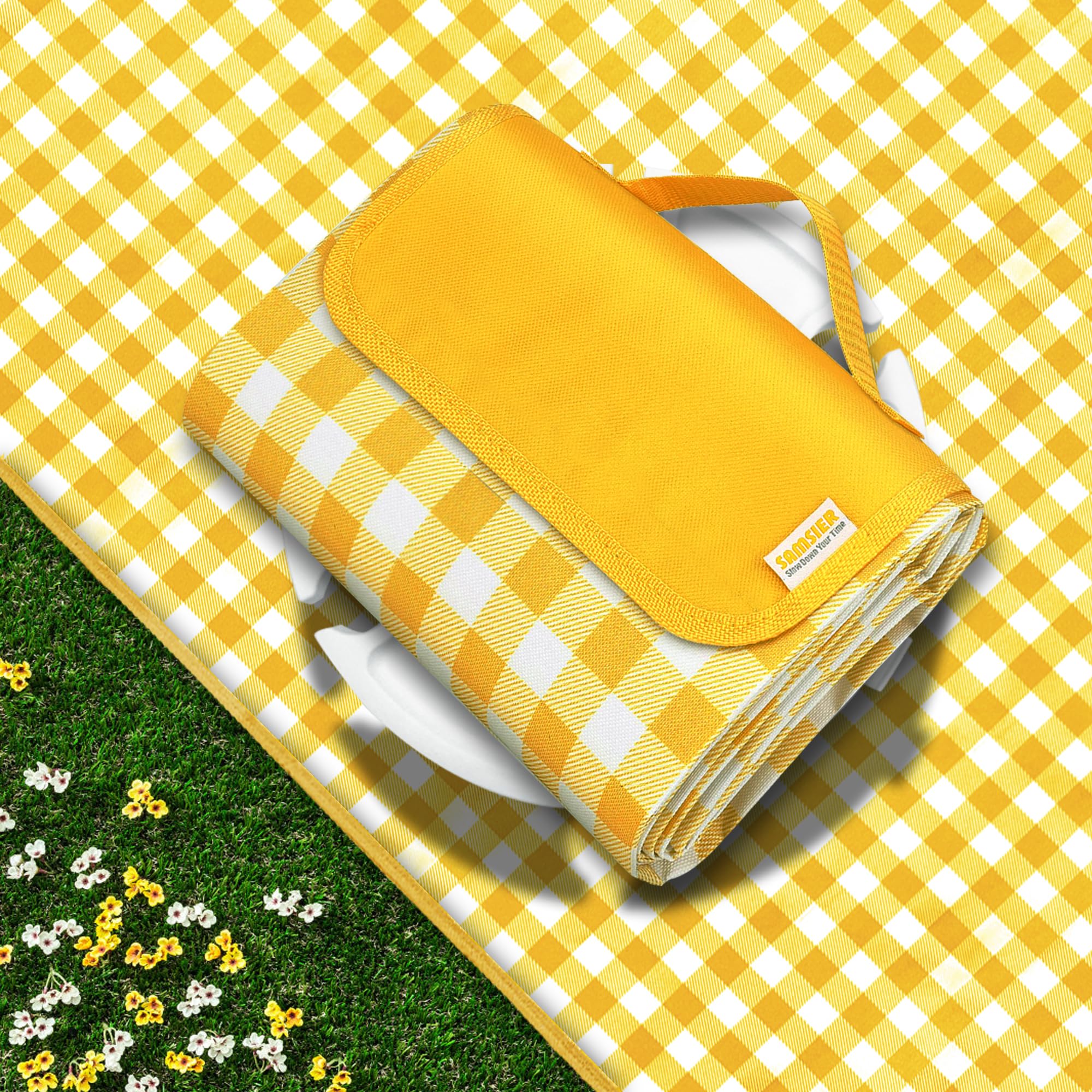 SAMSIER Outdoor Picnic Blankets Waterproof Foldable Sandproof