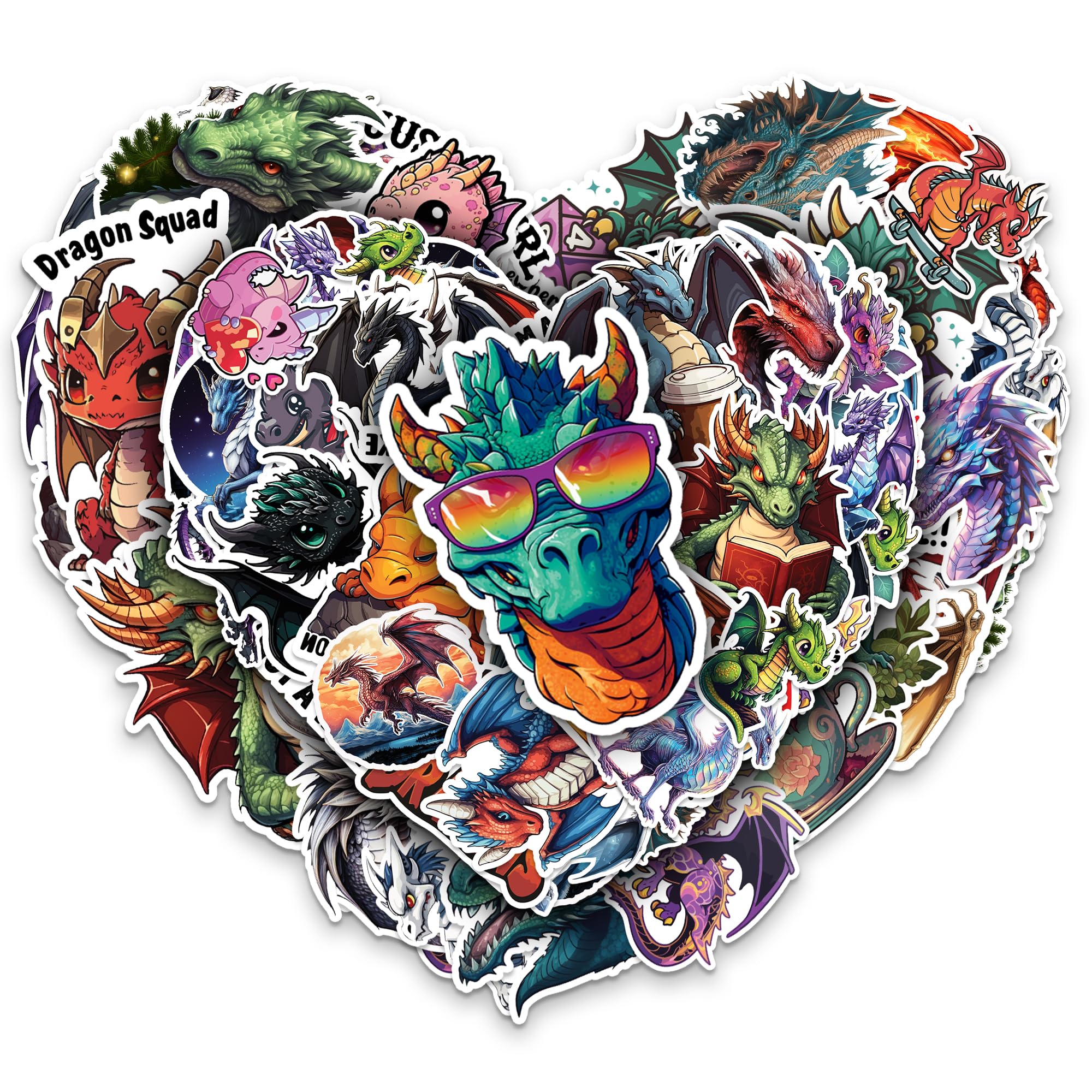 MONIZY Dragon Stickers 50 Pieces Vinyl Waterproof Decal for Laptop Water Bottle Phone Car Window Bike Motorcycle Stakeboard Scrapbook Dragons Sticker