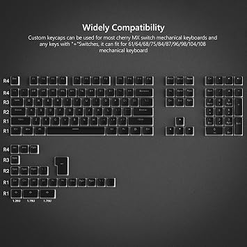 Womier Pudding Keycaps, Black PBT Shine Through Keycaps | 60 65 75 100 percent 130 Keys Custom Keycap, OEM Profile for MX-stem Switches Keyboard Caps-Black
