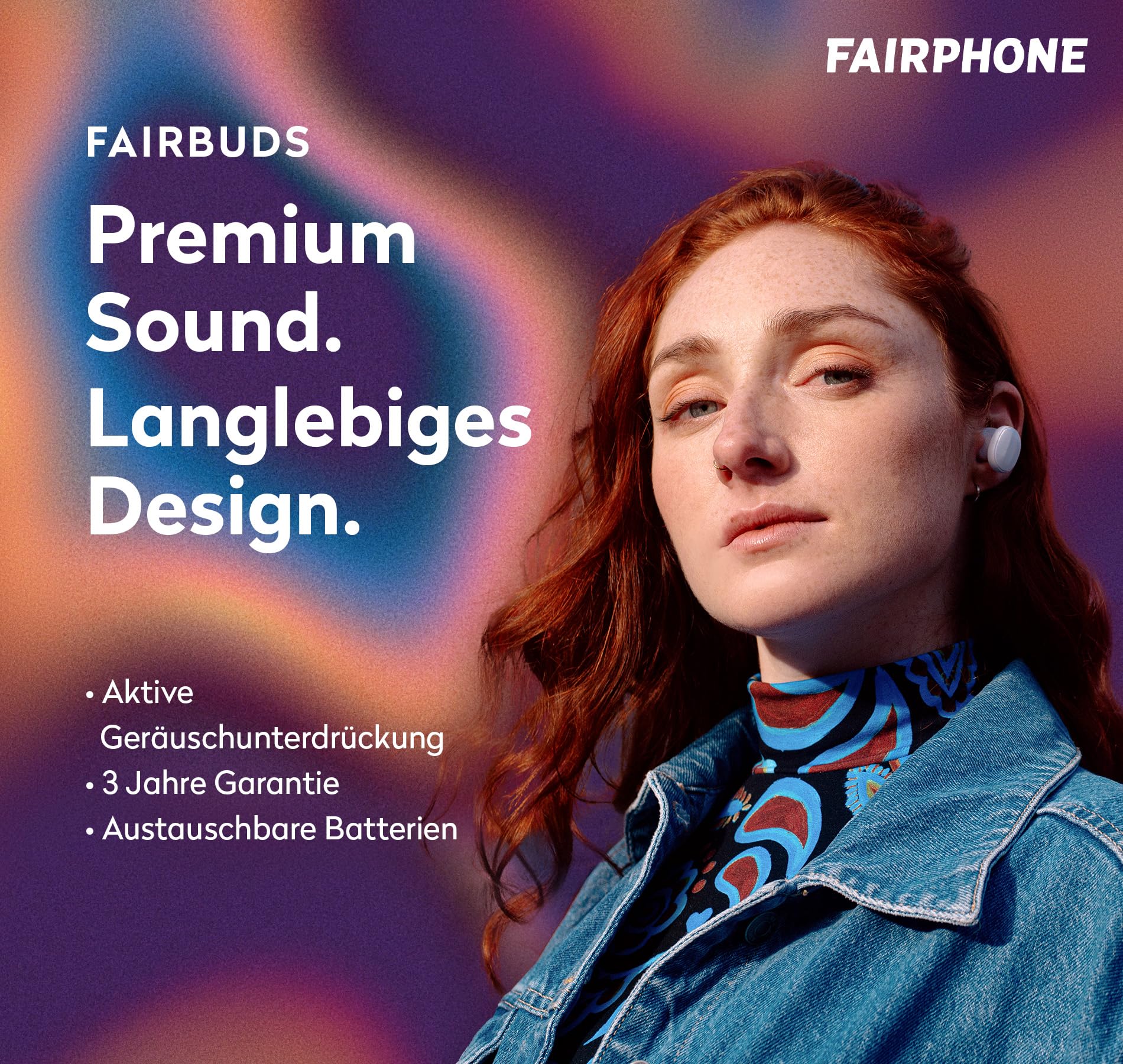 Fairphone Fairbuds True Wireless Earbuds - Auriculares inalámbricos (cancelación Activa de Ruido, batería reemplazable, Bluetooth 5.3), Color Negro