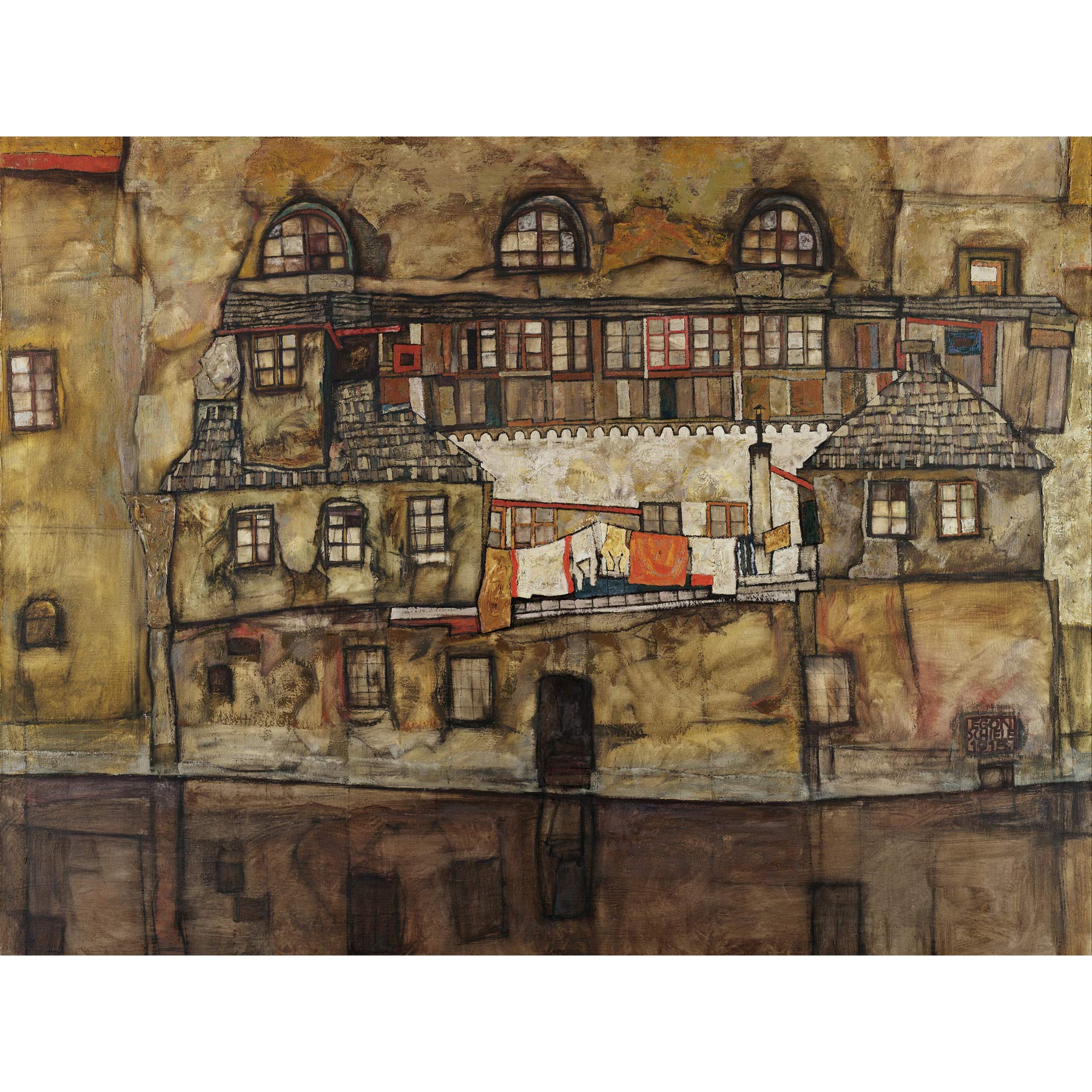 Egon Schiele House Wall On The River Large Wall Art Print Canvas Premium Poster Mural