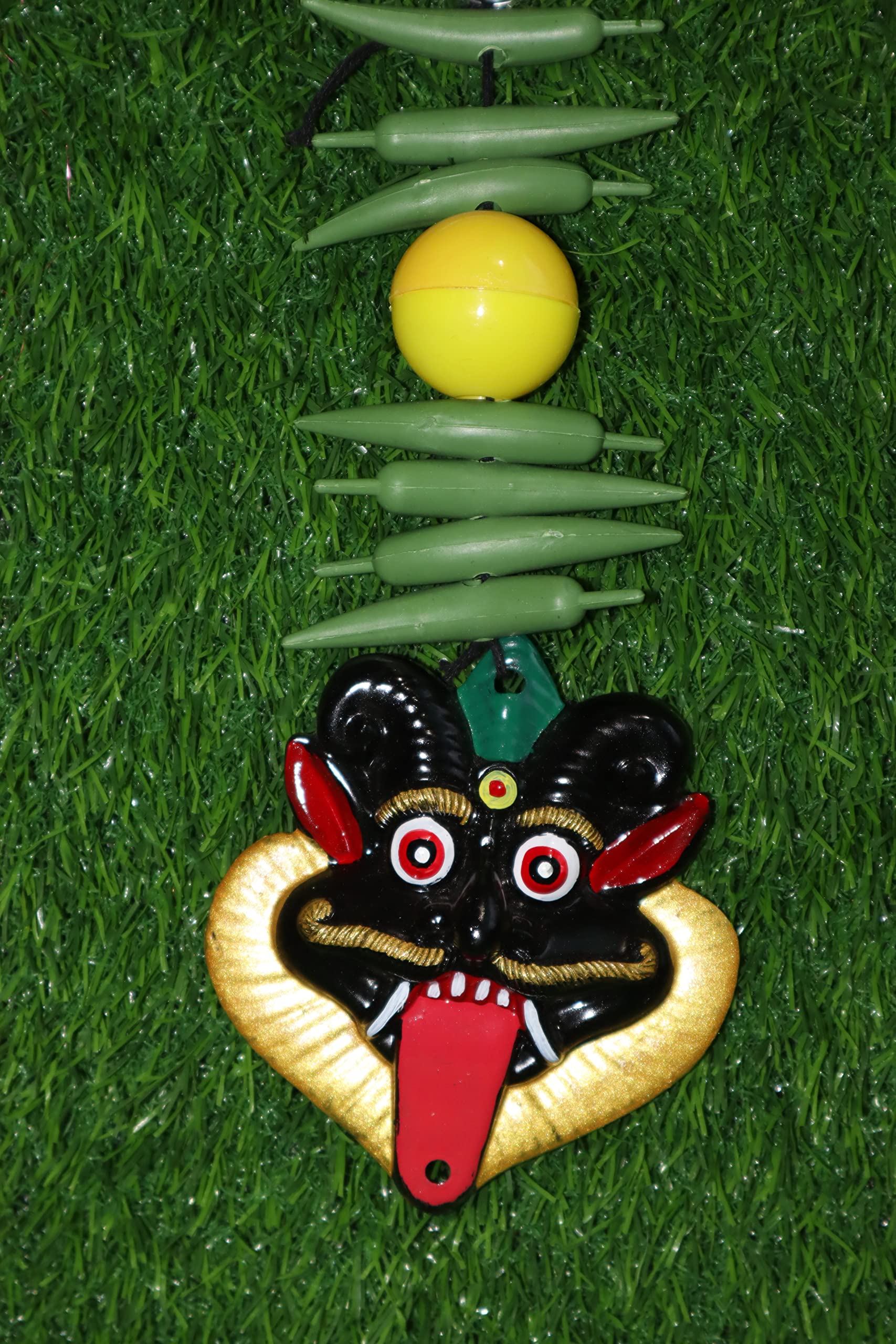 Salvus APP SOLUTIONSMetal Nimbu Mirchi Wall Hanging Nazar Battu-Evil Eye Protector-Nazar Suraksha Kawach for Home, Office & Shop (4x9.5 Inch)