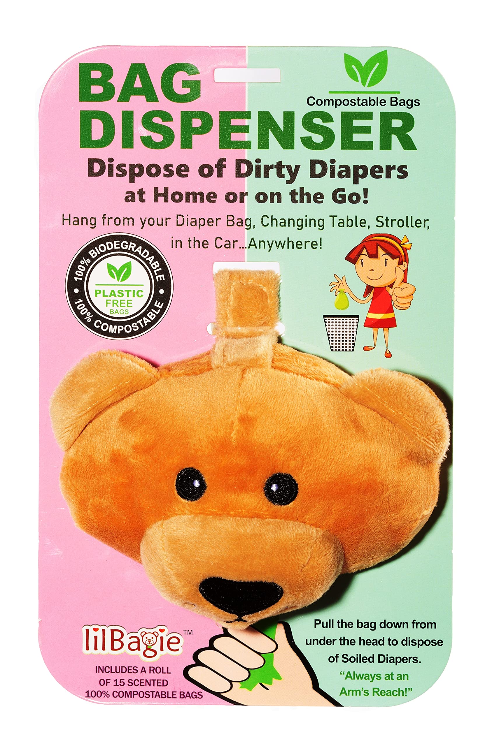 LIKE OMG! lilBagie Bear Head Bag Dispenser - Colors May Vary