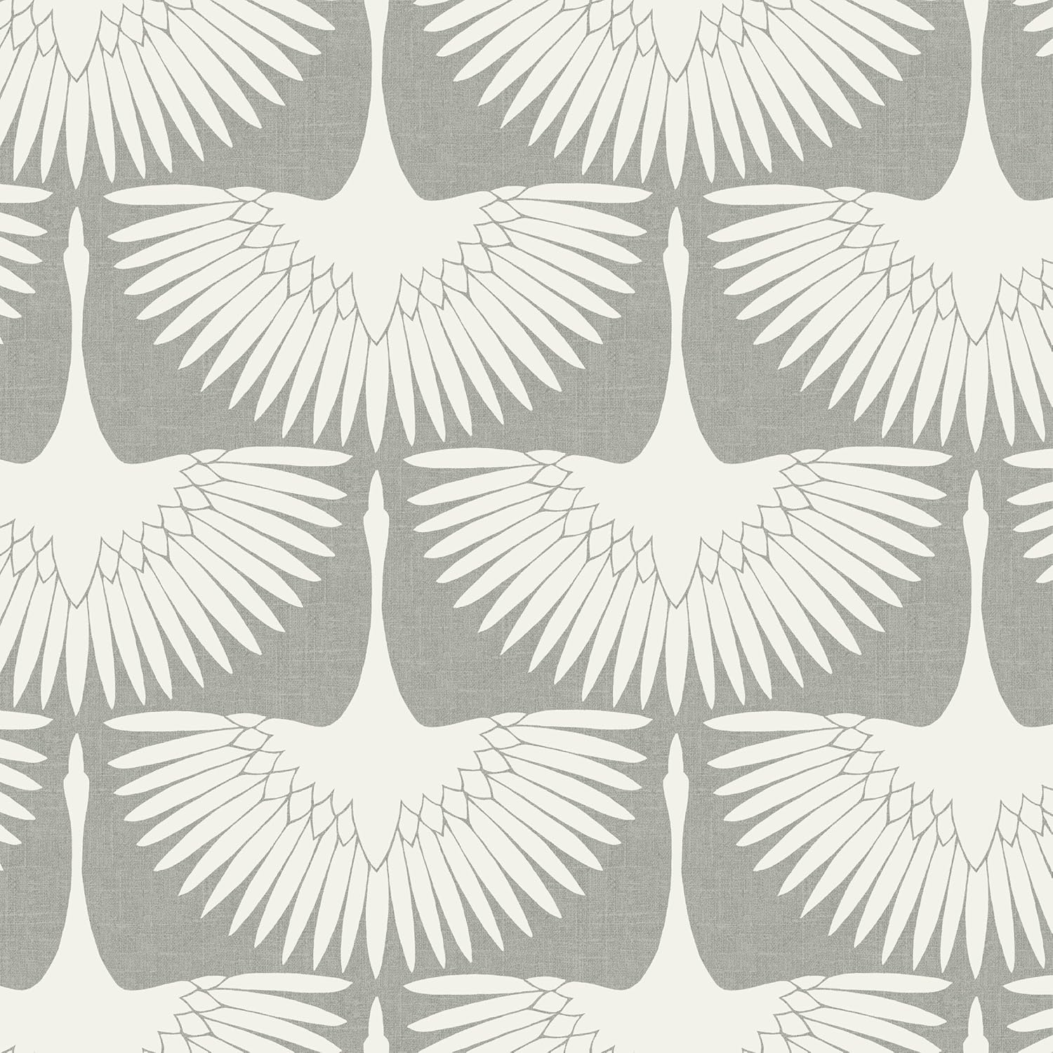 Tempaper x Genevieve Gorder Storm Gray Feather Flock Removable Peel and Stick Wallpaper, 20.5 in X 16.5 ft, Made in the USA