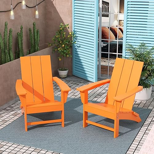 Miniatura 2 de Costaelm Sillas Adirondack plegables ajustables para patio al aire libre, resistentes a la intemperie, sillas de hoguera exteriores para porche,