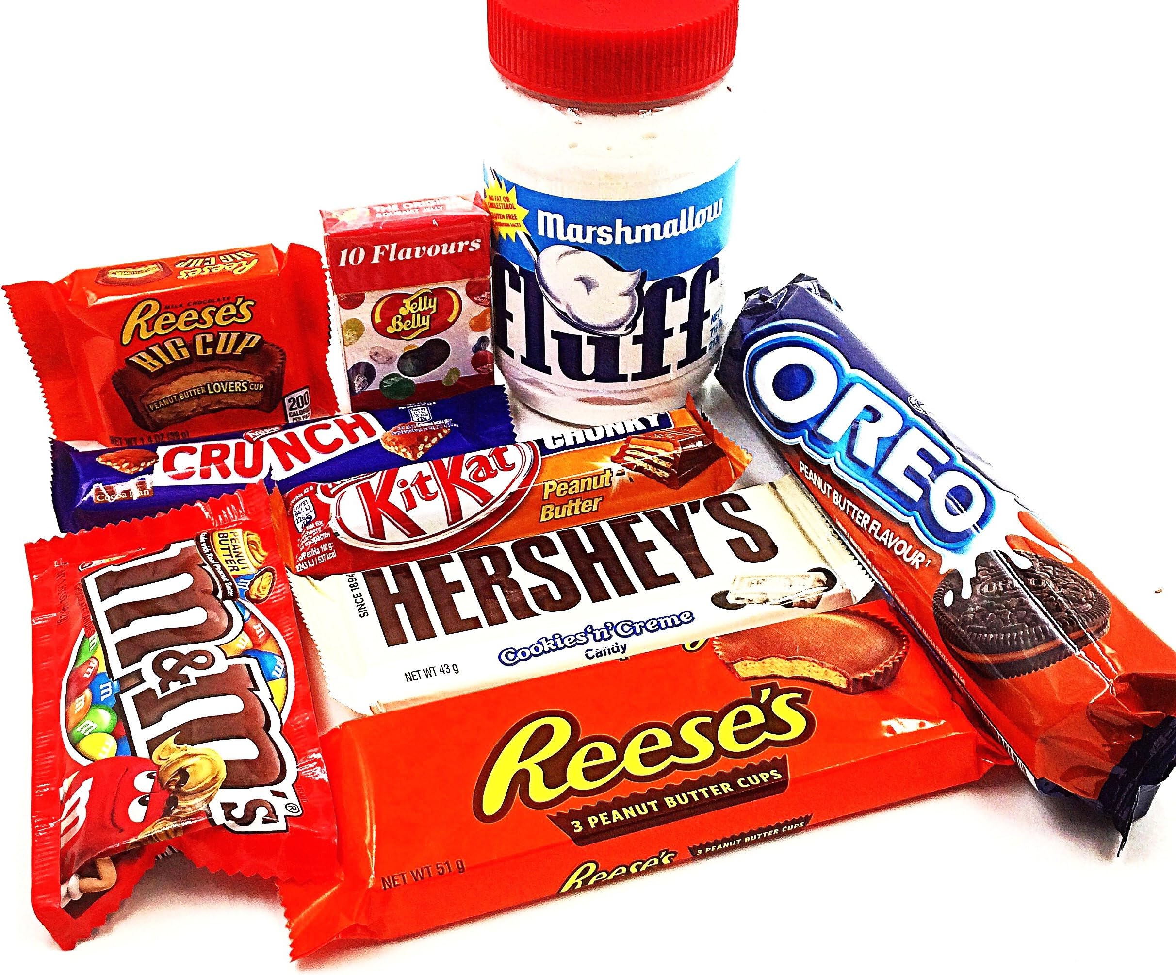 Marshmallow Fluff Reese's Oreo M&m's Hershey's Kit Kat Crunch Jelly Belly peanut butter Chocolate Selection Gift Box Bag regalo reeses burro di arachidi hersheys
