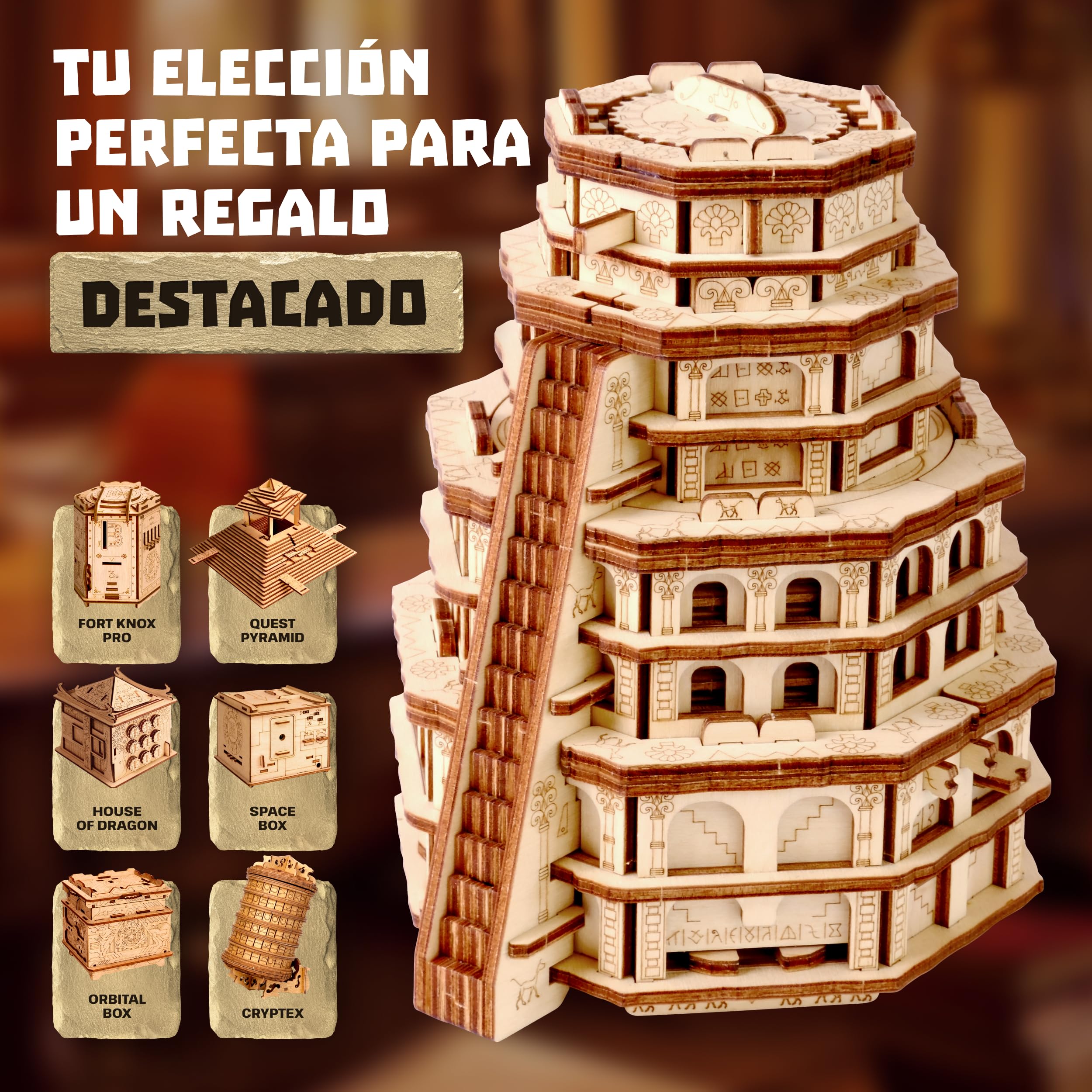Quest Tower Escape Room In a Box 木製パズル ESC WELT Quest Tower - Caja Puzzle de Escape 3D - Rompecabezas