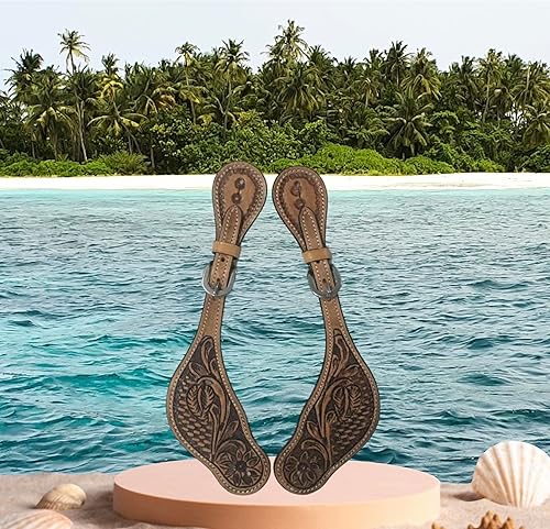 Miniatura 5 de Majestic Ally Correas de espolón occidental, cuero genuino, herramientas manuales antiguas, hebilla ajustable de acero inoxidable (NAT)