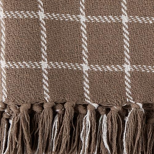 Miniatura 3 de DII Manta tejida a cuadros de transición, 50x60, marrón