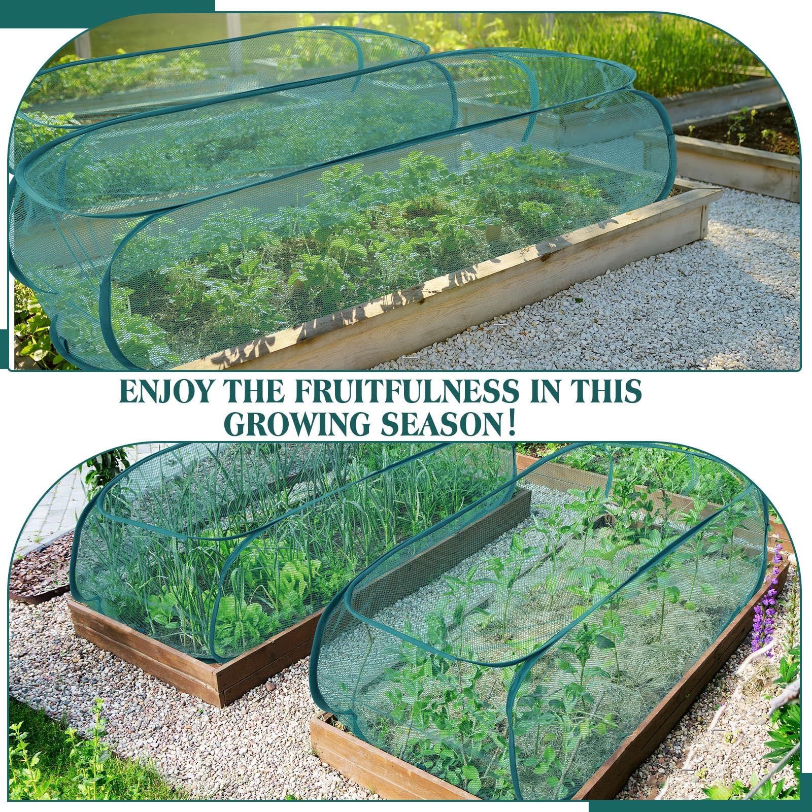 Threehoney Pop-Up-Netz-Pflanzenschutz, mit Bodennägeln für den Garten, Netzschutz zum Schutz von Gemüse, Obst, Sämlingen, Blumen vor Tieren, 88,9 x 35,6 x 40,6 cm, 6 Stück