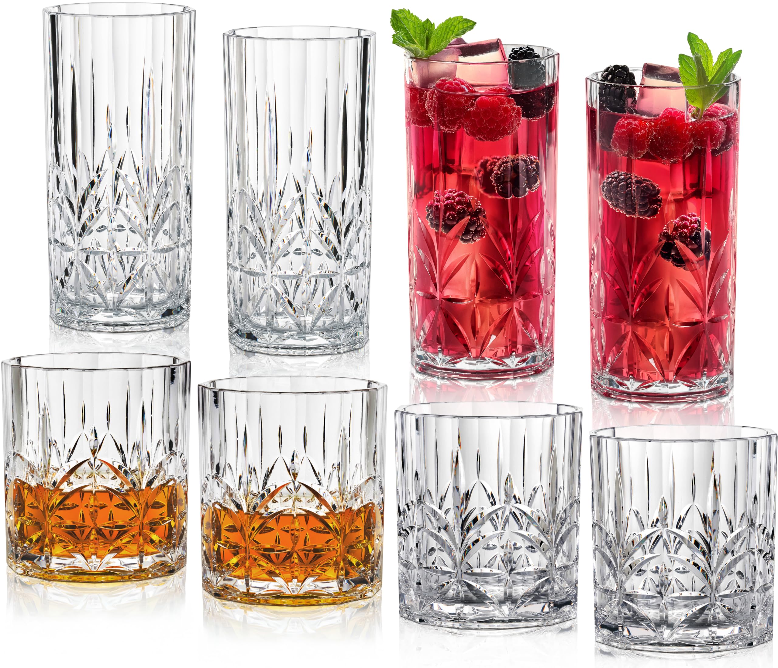Amazon.com | Bravario Unbreakable Plastic Drinking Glasses Set of
