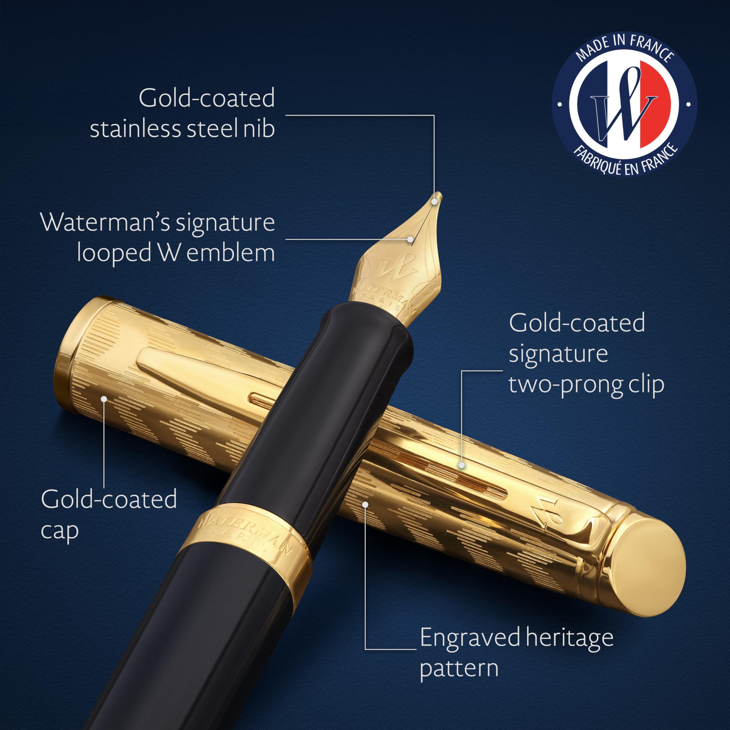 Waterman Hémisphère Penna stilografica |The Opera Collection | Nera e oro | Confezione regalo