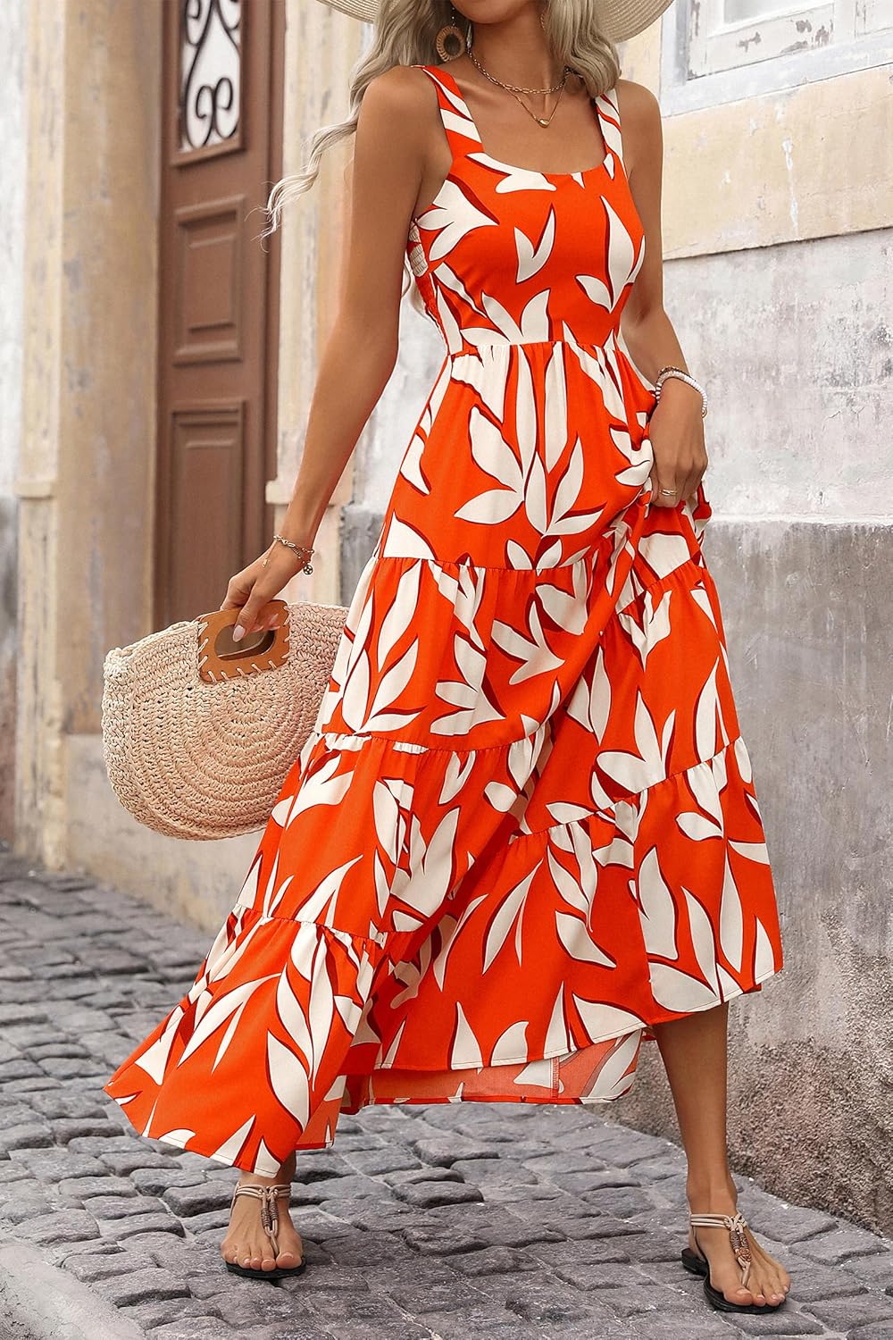 PRETTYGARDEN Women's 2026 Summer Floral Maxi Dress Sleeveless Smocked Ruffle Long Flowy Beach Vacation Boho Sundresses - Image 7