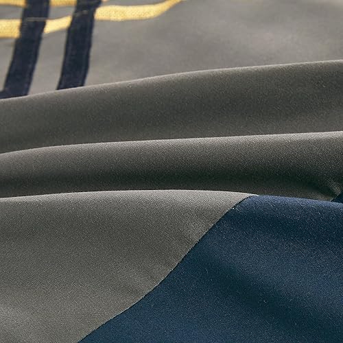 Miniatura 7 de Chezmoi Collection Jaxson Bed in a Bag - Juego de edredón de 7 piezas con sábanas, moderno, plisado, a rayas, bordado, azul marino, gris, amarillo,