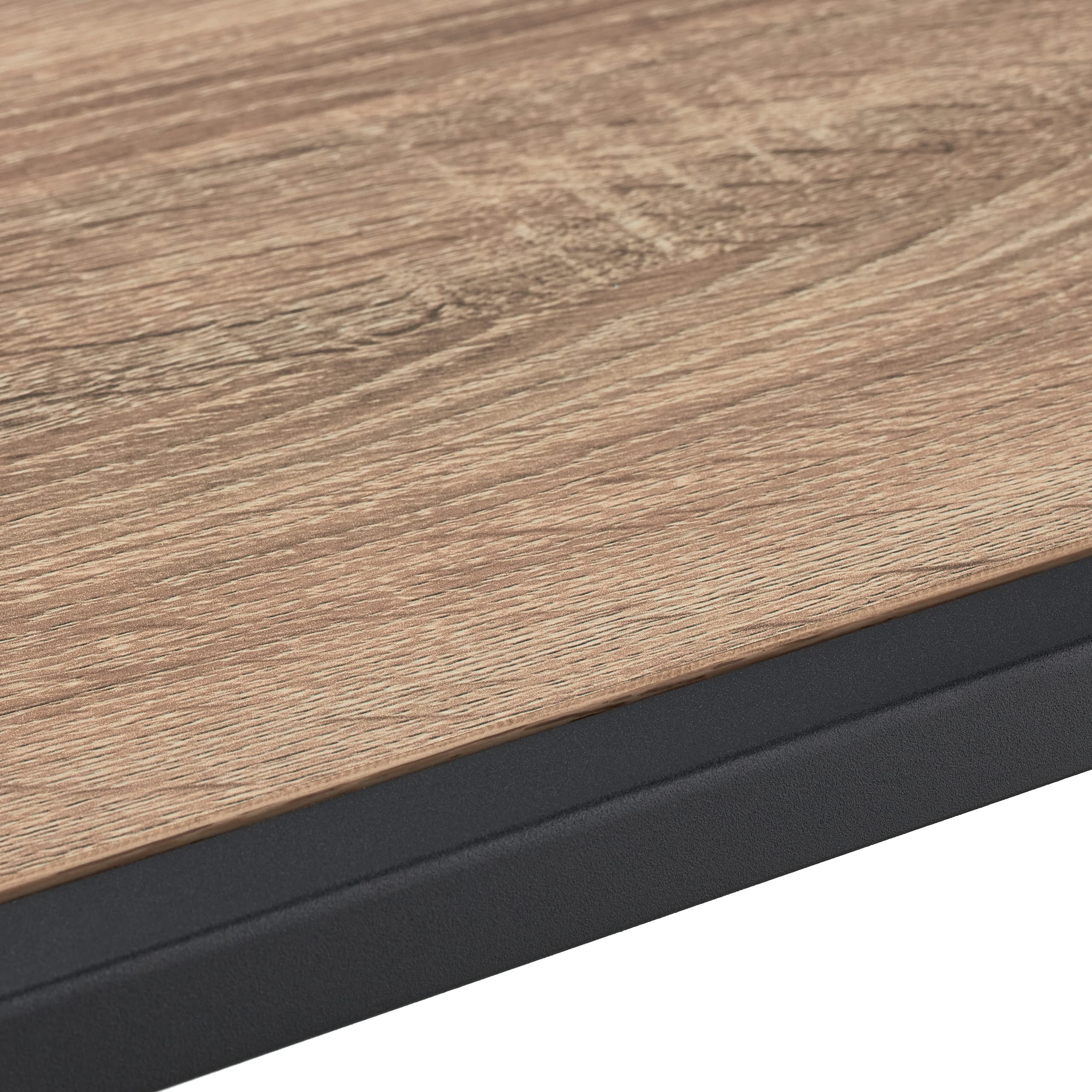 Relaxdays Console 2 Plateaux, Couloir et Salon, 70x110x30 cm, métal, Verre, Aspect Bois, Support à étagères, Noir-Marron