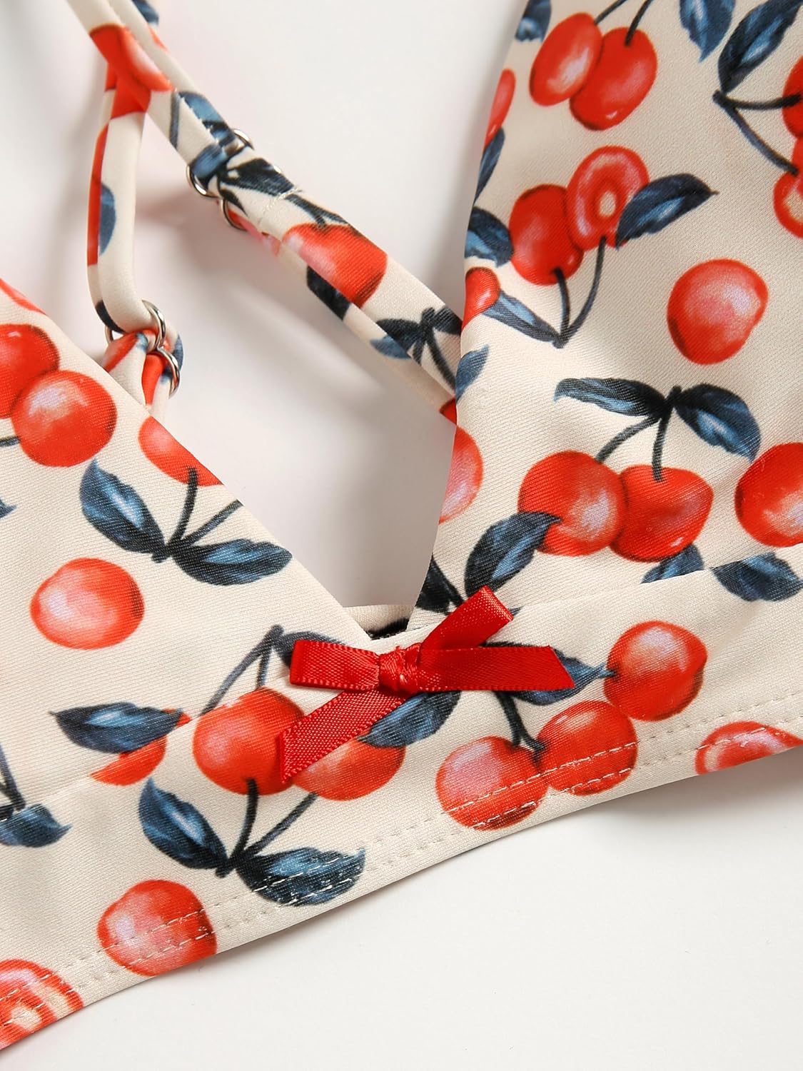 ZAFUL Women's V Neck Bikini Set High Waisted Swimsuits Lace Up Bow Decor Cheeky Two Piece Bathing Suit - Image 4